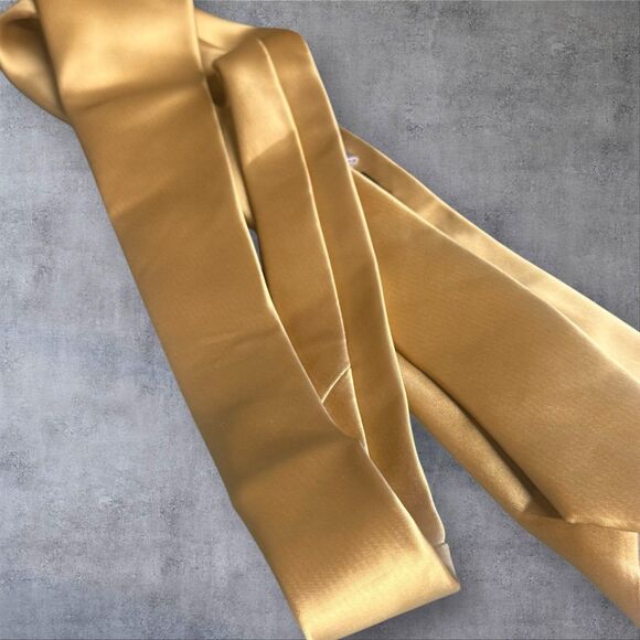 Vintage Gold Satin Tie Wedding, Prom, Formal Handmade Necktie Old Money Elegant - Picture 8 of 9